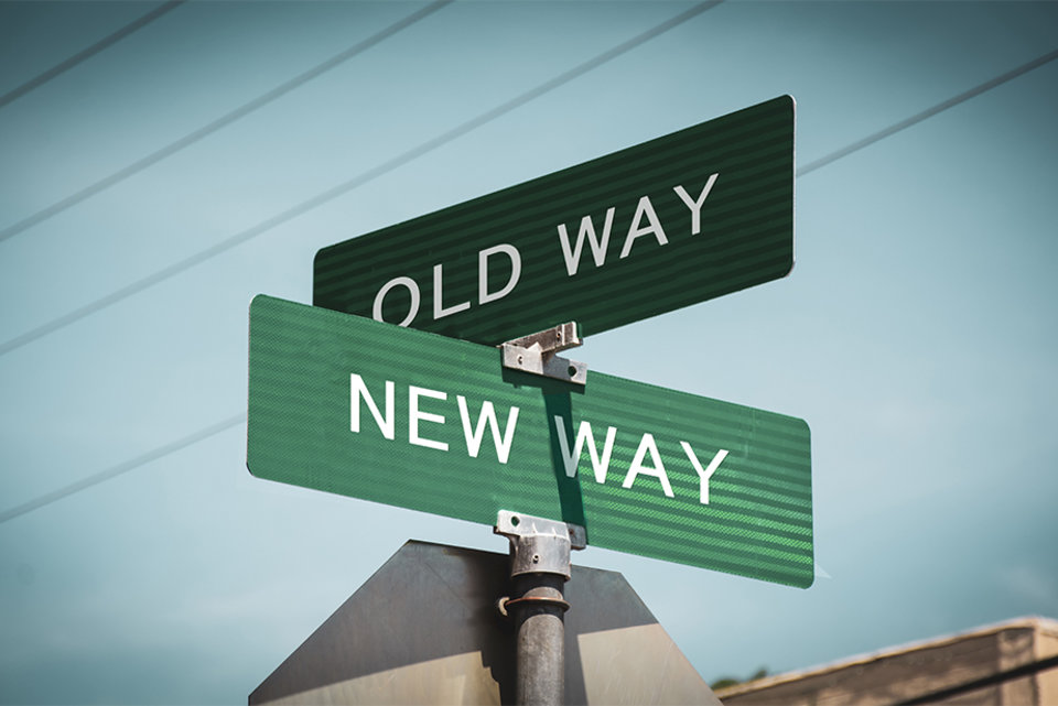 Street Sign NEW WAY versus OLD WAY Street Sign NEW WAY versus OLD WAY
